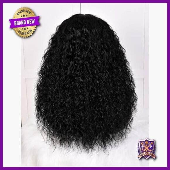Long Curly Human Hair Wig with Bangs, Glueless, True Scalp, Daily Wear main image 4